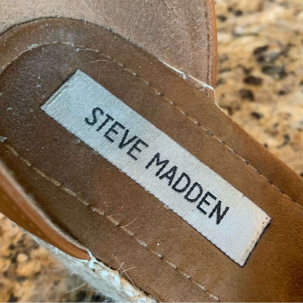 STEVE MADDEN Jaylen Wedge Espadrilles Platform Sandals Size 8.5 Cognac B… - Picture 9 of 12